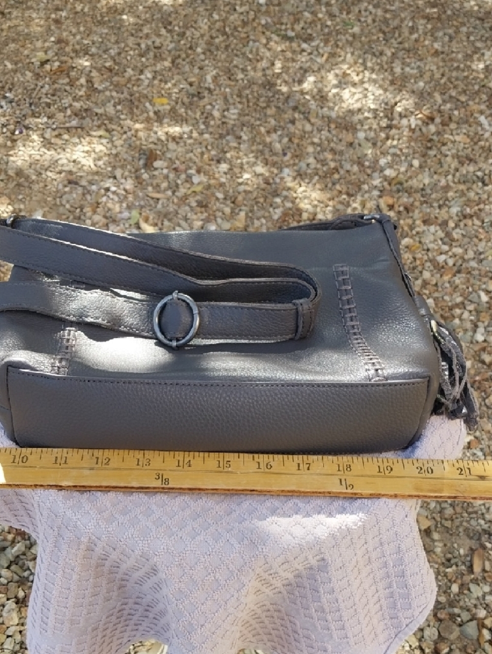 The Sak Melrose‎ Zip Leather Crossbody Bag Slate - Picture 9 of 11